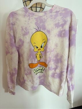 H&M Lilac Tie-Dye Sweatshirt with Yellow Graphic Accent